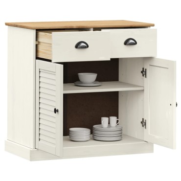 vidaXL Ντουλάπι με Συρτάρια VIGO Λευκό 78x40x75cm Μασίφ Ξύλο Πεύκου 1 τεμ.