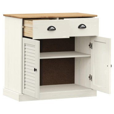 vidaXL Ντουλάπι με Συρτάρια VIGO Λευκό 78x40x75cm Μασίφ Ξύλο Πεύκου 1 τεμ.