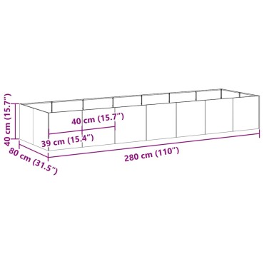 vidaXL Ζαρντινιέρα Ανθρακί 280x80x40 εκ. από Χάλυβα