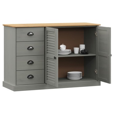 vidaXL Μπουφές με Συρτάρια VIGO Γκρι 113x40x75cm Μασίφ Ξύλο Πεύκο 1 τεμ.