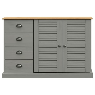 vidaXL Μπουφές με Συρτάρια VIGO Γκρι 113x40x75cm Μασίφ Ξύλο Πεύκο 1 τεμ.
