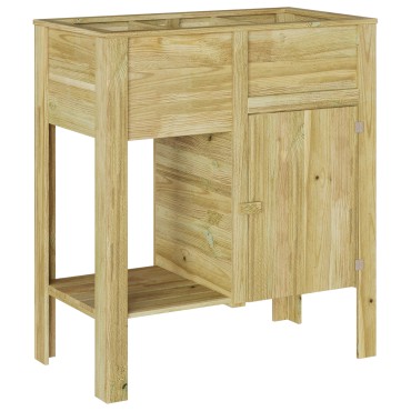 vidaXL Κρεβάτι Κήπου με Αποθήκη 85x46x96 εκ. Μεταχειρισμένο Ξύλο Πεύκης