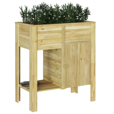 vidaXL Κρεβάτι Κήπου με Αποθήκη 85x46x96 εκ. Μεταχειρισμένο Ξύλο Πεύκης