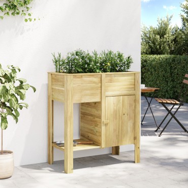 vidaXL Κρεβάτι Κήπου με Αποθήκη 85x46x96 εκ. Μεταχειρισμένο Ξύλο Πεύκης