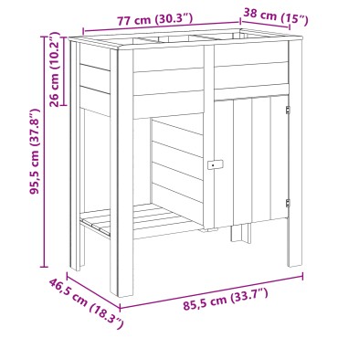 vidaXL Κρεβάτι Κήπου με Αποθήκη 85x46x96 εκ. Μεταχειρισμένο Ξύλο Πεύκης
