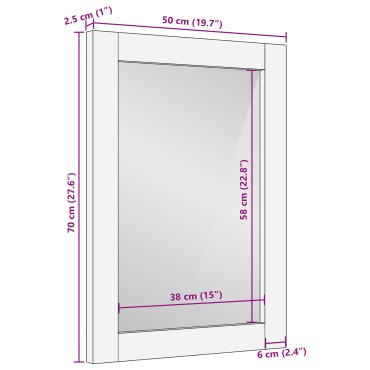 vidaXL Καθρέφτης Μπάνιου Ορθογώνιος Φυσικό 50 x 2,5 x 70 εκ