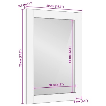 vidaXL Καθρέφτης Μπάνιου Ορθογώνιος Φυσικό 50 x 2,5 x 70 εκ