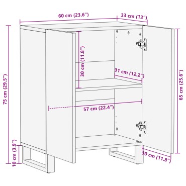 vidaXL Πλαϊνό γραφείο Καρυδιά 60x33,5x75cm Στερεό ξύλο μάνγκο 1 τεμ.