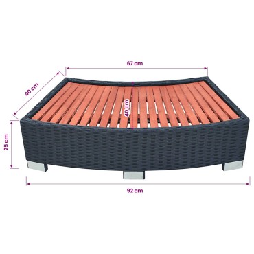vidaXL Σκαλοπάτι για Σπα Μαύρο 92 x 45 x 25 εκ. από Συνθετικό Ρατάν