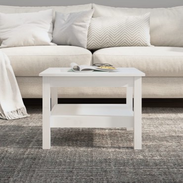 vidaXL Τραπεζάκι Σαλονιού Λευκό55x55x40cm από Μασίφ Ξύλο Πεύκου 1 τεμ.