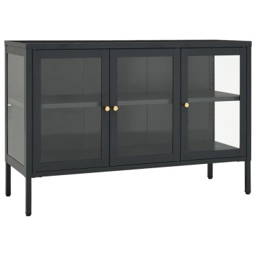 vidaXL Μπουφές Ανθρακί 105x35x70cm από Ατσάλι και Γυαλί 1 τεμ.