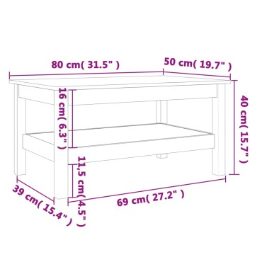 vidaXL Τραπεζάκι Σαλονιού Καφέ Κεριού 80x50x40cm Μασίφ Ξύλο Πεύκου 1 τεμ.