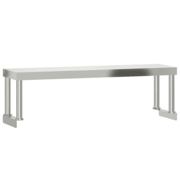 vidaXL Πάγκος Εργασίας Κουζίνας με Ράφι 110x30x120 εκ. Ανοξείδ. Ατσάλι