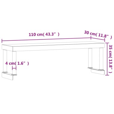 vidaXL Ράφι Επιτραπέζιο για Πάγκο Εργασίας 110x30x35 εκ. Ανοξ. Ατσάλι