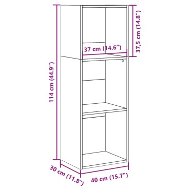 vidaXL Βιβλιοθήκη Αρτισιανή Δρυς 40x30x114cm από Επεξεργασμένο Ξύλο 1 τεμ.