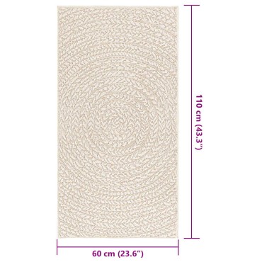 vidaXL Χαλί ZIZUR Κρεμ Όψη Γιούτας Εσωτ. & Εξωτ. Χώρου 60x110cm