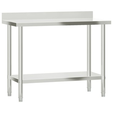 vidaXL Πάγκος Εργασίας Κουζίνας με Ράφι 110x55x120 εκ. Ανοξείδ. Ατσάλι