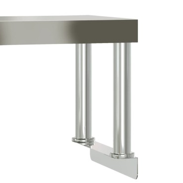vidaXL Πάγκος Εργασίας Κουζίνας με Ράφι 110x55x120 εκ. Ανοξείδ. Ατσάλι