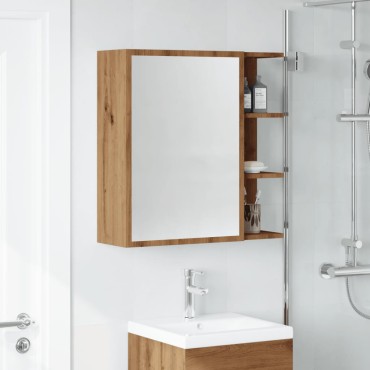 vidaXL Ντουλάπι καθρέφτη μπάνιου Artisan Oak Κατασκευασμένο ξύλο 62,5x20,5x64cm 1 τεμ.