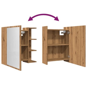 vidaXL Ντουλάπι καθρέφτη μπάνιου Artisan Oak Κατασκευασμένο ξύλο 62,5x20,5x64cm 1 τεμ.