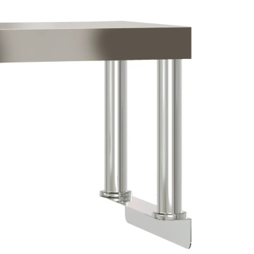 vidaXL Πάγκος Εργασίας Κουζίνας με Ράφι 110x55x120 εκ. Ανοξείδ. Ατσάλι