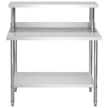 vidaXL Τραπέζι Εργασίας Κουζίνας με Ράφι 120x60x120 εκ. Ανοξ. Ατσάλι