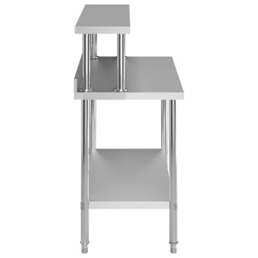 vidaXL Τραπέζι Εργασίας Κουζίνας με Ράφι 120x60x120 εκ. Ανοξ. Ατσάλι