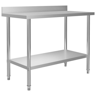 vidaXL Τραπέζι Εργασίας Κουζίνας με Ράφι 120x60x120 εκ. Ανοξ. Ατσάλι