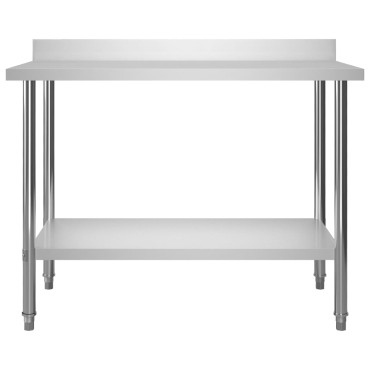 vidaXL Τραπέζι Εργασίας Κουζίνας με Ράφι 120x60x120 εκ. Ανοξ. Ατσάλι