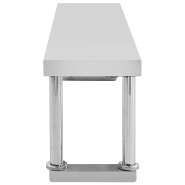 vidaXL Τραπέζι Εργασίας Κουζίνας με Ράφι 120x60x120 εκ. Ανοξ. Ατσάλι