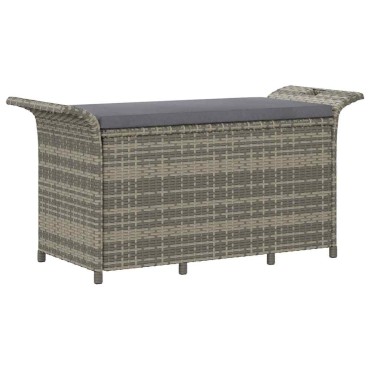 vidaXL Παγκάκι Κήπου με Μαξιλάρι Γκρι 116x46x57cm από Συνθ. Ρατάν 1 τεμ.