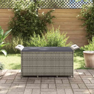 vidaXL Παγκάκι Κήπου με Μαξιλάρι Γκρι 116x46x57cm από Συνθ. Ρατάν 1 τεμ.