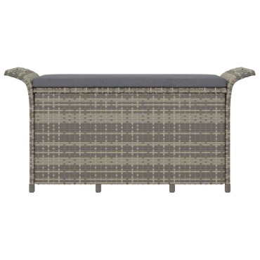 vidaXL Παγκάκι Κήπου με Μαξιλάρι Γκρι 116x46x57cm από Συνθ. Ρατάν 1 τεμ.