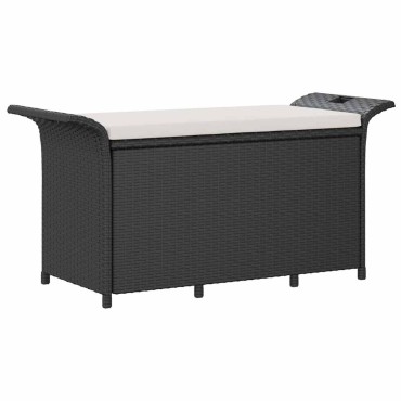 vidaXL Παγκάκι Κήπου με Μαξιλάρι Μαύρο 116x46x57cm από Συνθ. Ρατάν 1 τεμ.
