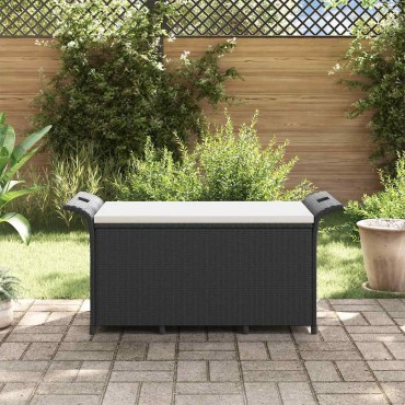 vidaXL Παγκάκι Κήπου με Μαξιλάρι Μαύρο 116x46x57cm από Συνθ. Ρατάν 1 τεμ.