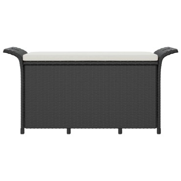 vidaXL Παγκάκι Κήπου με Μαξιλάρι Μαύρο 116x46x57cm από Συνθ. Ρατάν 1 τεμ.