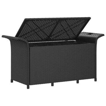 vidaXL Παγκάκι Κήπου με Μαξιλάρι Μαύρο 116x46x57cm από Συνθ. Ρατάν 1 τεμ.