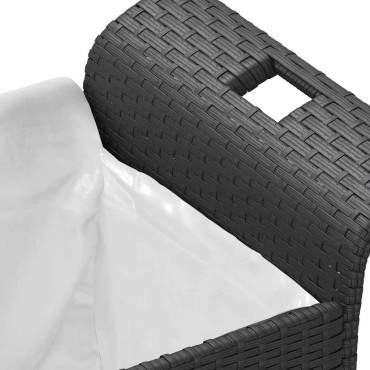 vidaXL Παγκάκι Κήπου με Μαξιλάρι Μαύρο 116x46x57cm από Συνθ. Ρατάν 1 τεμ.