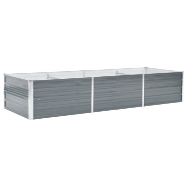 vidaXL Ζαρντινιέρα Υπερυψωμένη Γκρι 240x80x45 εκ. Γαλβανισμ. Χάλυβας