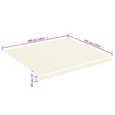 vidaXL Ανταλλακτικό Ύφασμα Τέντας Κρεμ 400x350 εκ. Πολυεστέρας
