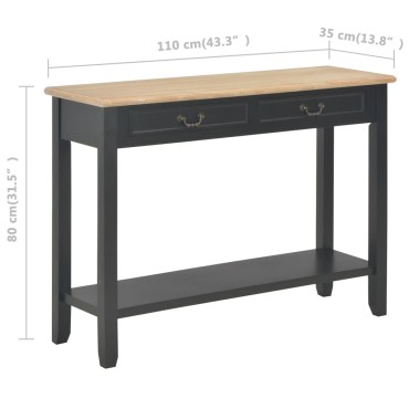 vidaXL Τραπέζι Κονσόλα Μαύρο 110x35x80cm Ξύλινο 1 τεμ.