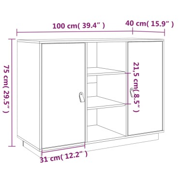 vidaXL Ντουλάπι 100x40x75cm από Μασίφ Ξύλο Πεύκου 1 τεμ.