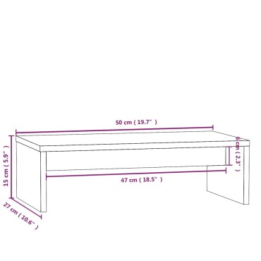 vidaXL Βάση Οθόνης Λευκή 50 x 27 x 15 εκ. από Μασίφ Ξύλο Πεύκου