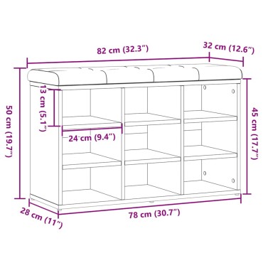 Πάγκος παπουτσιών vidaXL Artisan Oak 82x32x50cm Κατασκευασμένο ξύλο