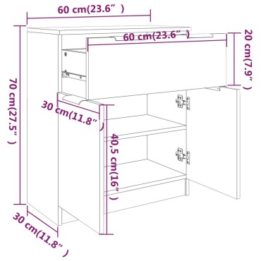 vidaXL Ντουλάπι Λευκό 60x30x70cm από Επεξεργασμένο Ξύλο 1 τεμ.