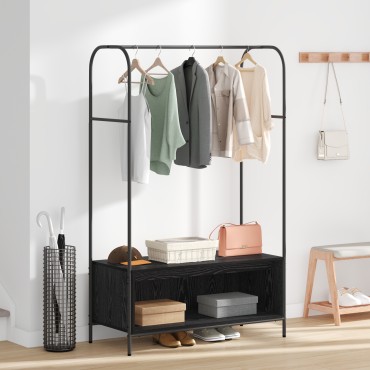 vidaXL Ράφι Ρούχων Μαύρο 100 x 44 x 160 εκ Επεξεργασμένο Ξύλο