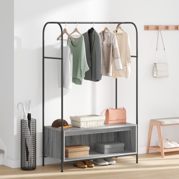 vidaXL Ράφι Ρούχων Γκρι 100 x 44 x 160 εκ Επεξεργασμένο Ξύλο