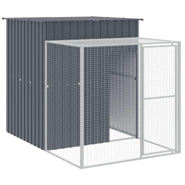 vidaXL Κλουβί για Κότες με Αυλή Ανθρακί 165x251x181 εκ Γαλβαν. Χάλυβας