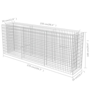 vidaXL Συρματοκιβώτιο-Γλάστρα Υπερυψωμένη 270x50x100 εκ. Γαλβ. Χάλυβας