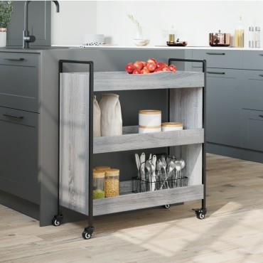 vidaXL Τρόλεϊ Κουζίνας Sonoma Γκρι 70x30x82cm από Επεξεργασμένο Ξύλο 1 τεμ.